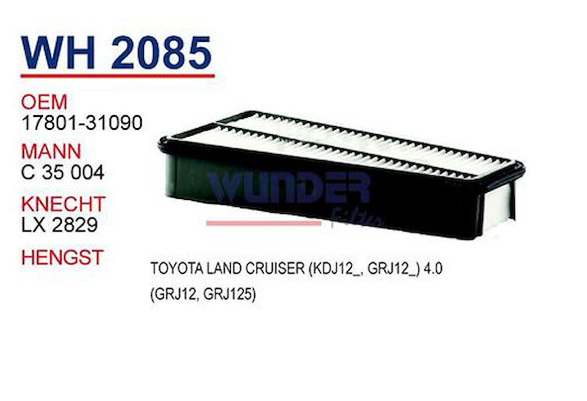 Wunder WH2085 Hava Filtresi Toyota Land Cruiser (Kdj12 Grj12 ) 4.0 (Grj12 Grj125) LX2829 MRMOEM-1082724