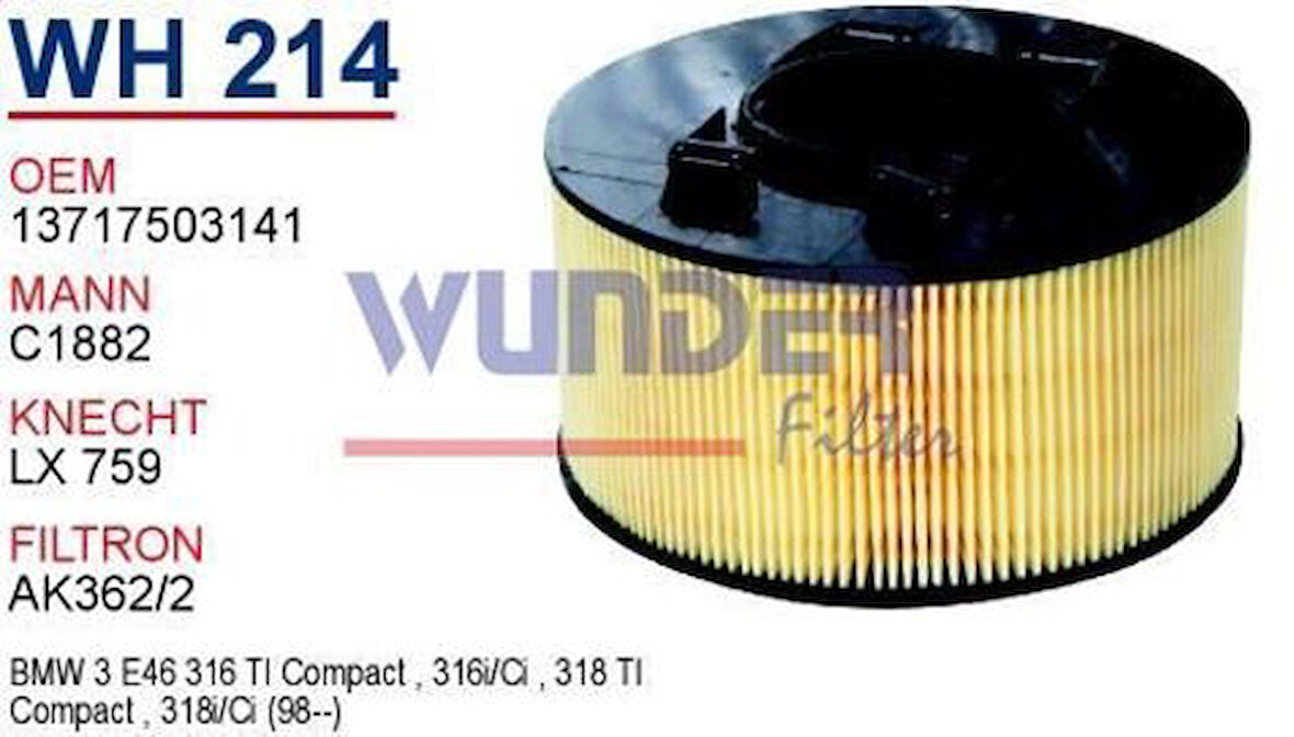 Wunder WH214 Hava Filtresi BMW 3 316I 318I MRMOEM-1082784