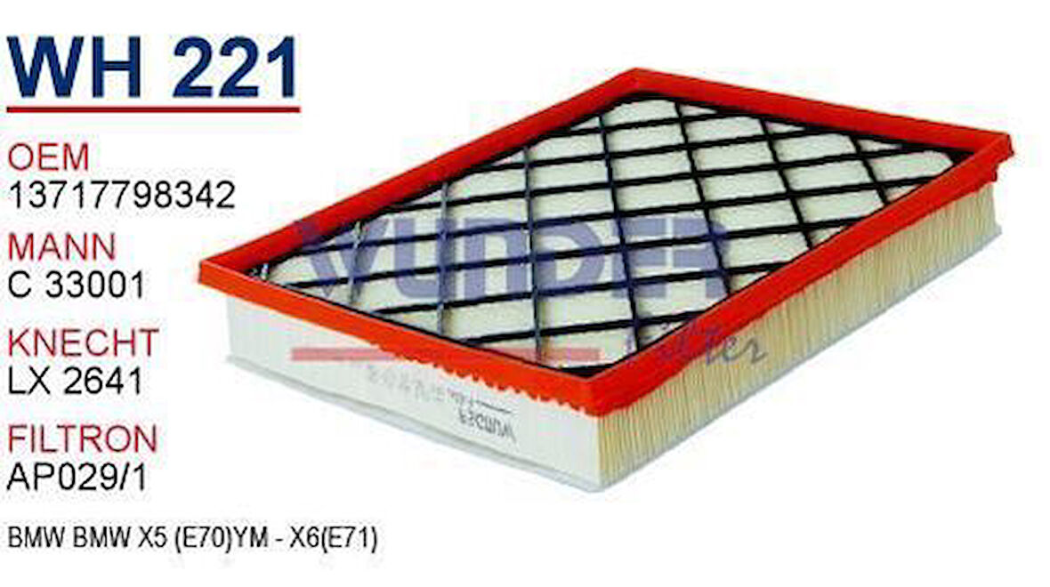 Wunder WH221 Hava Filtresi BMW X5 BMW X6 08-3.0D 286Hp MRMOEM-1082840