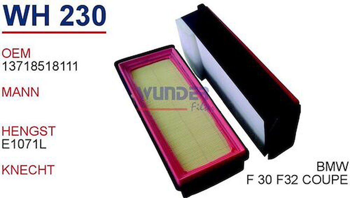 Wunder WH230 Hava Filtresi BMW X3 BMW X5 BMW X6 330D XDrive 430 MRMOEM-1082858