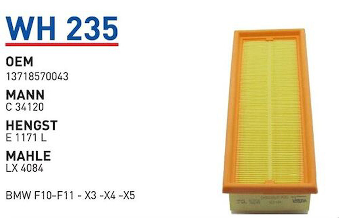 Wunder WH235 Hava Filtresi BMW 5 518D 520D 520D XDrive 14-BMW MRMOEM-1082878