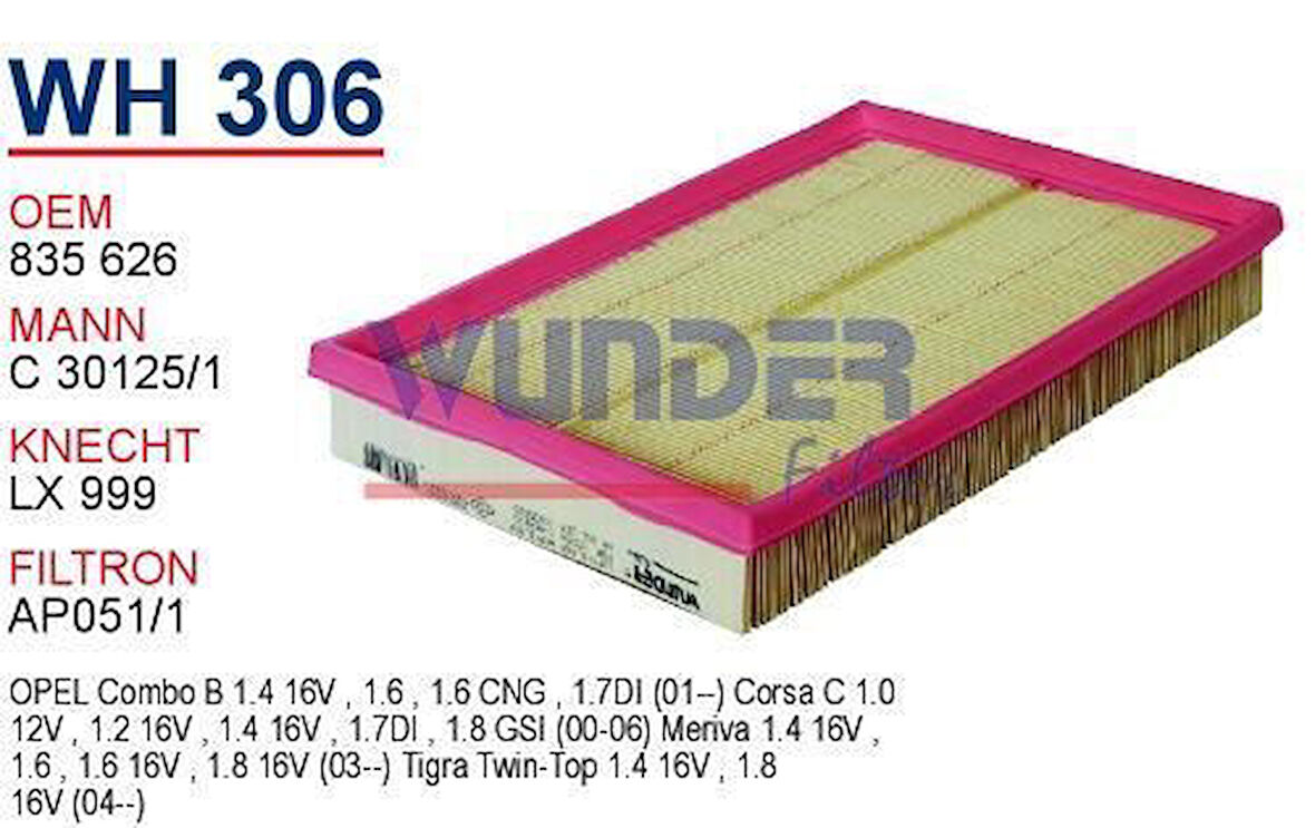 Wunder WH306 Hava Filtresi Corsa C C30125 1 Fn0162 MRMOEM-1082902