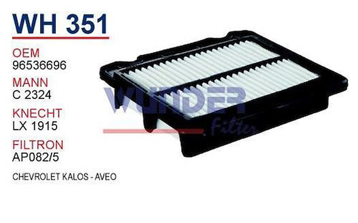 Wunder WH351 Hava Filtresi Aveo 05-10 Kalos 02-10 1.4 16V 90Hp C2324 LX1915 MRMOEM-1082985