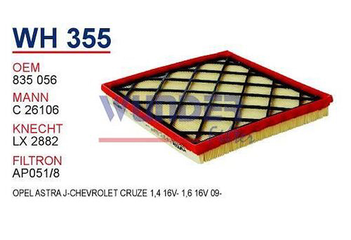 Wunder WH355 Hava Filtresi Opel Astra J Cruze C26106 Fn0232 W MRMOEM-1082996