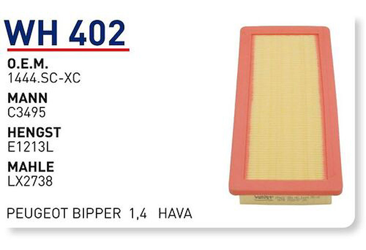 Wunder WH402 Hava Filtresi Citroen Nemo 1.4 Fn4111 MRMOEM-1083081
