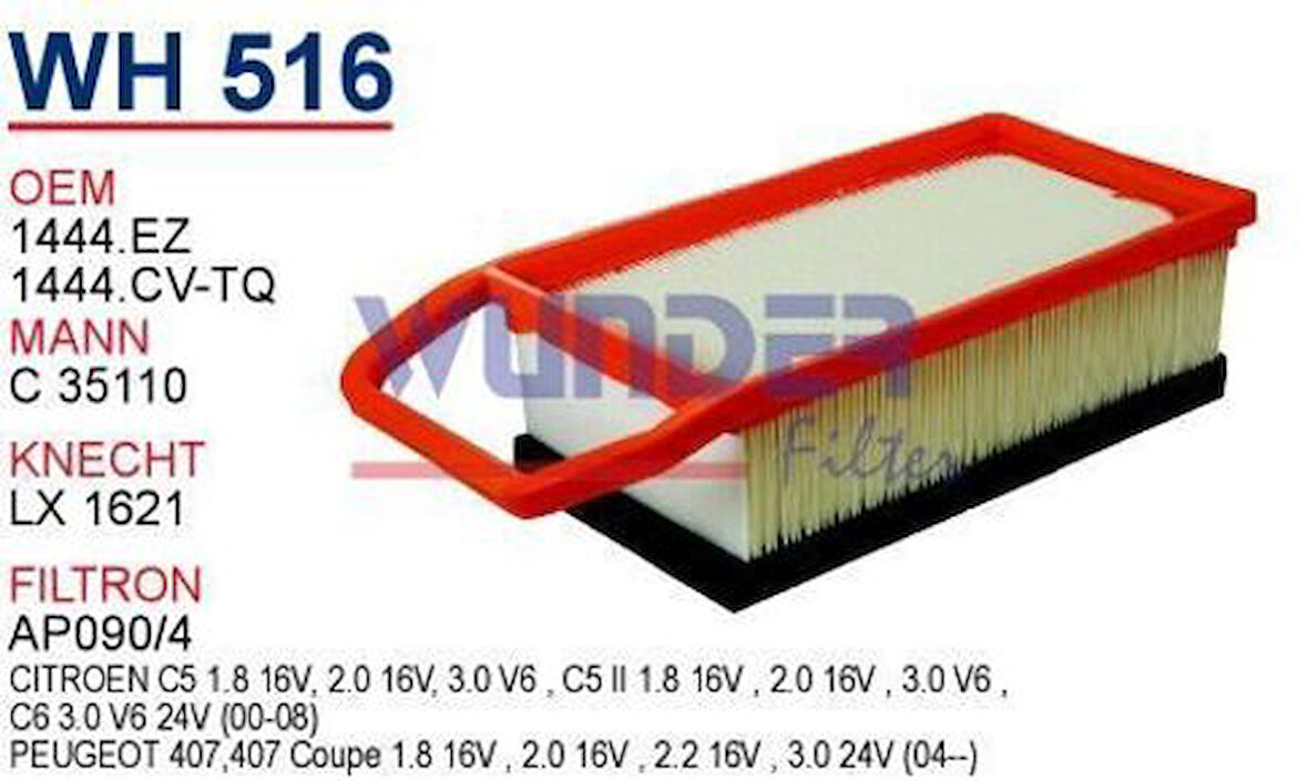 Wunder WH516 Hava Filtresi Citroen C5 1.8 16V-2.0 16V MRMOEM-1083133