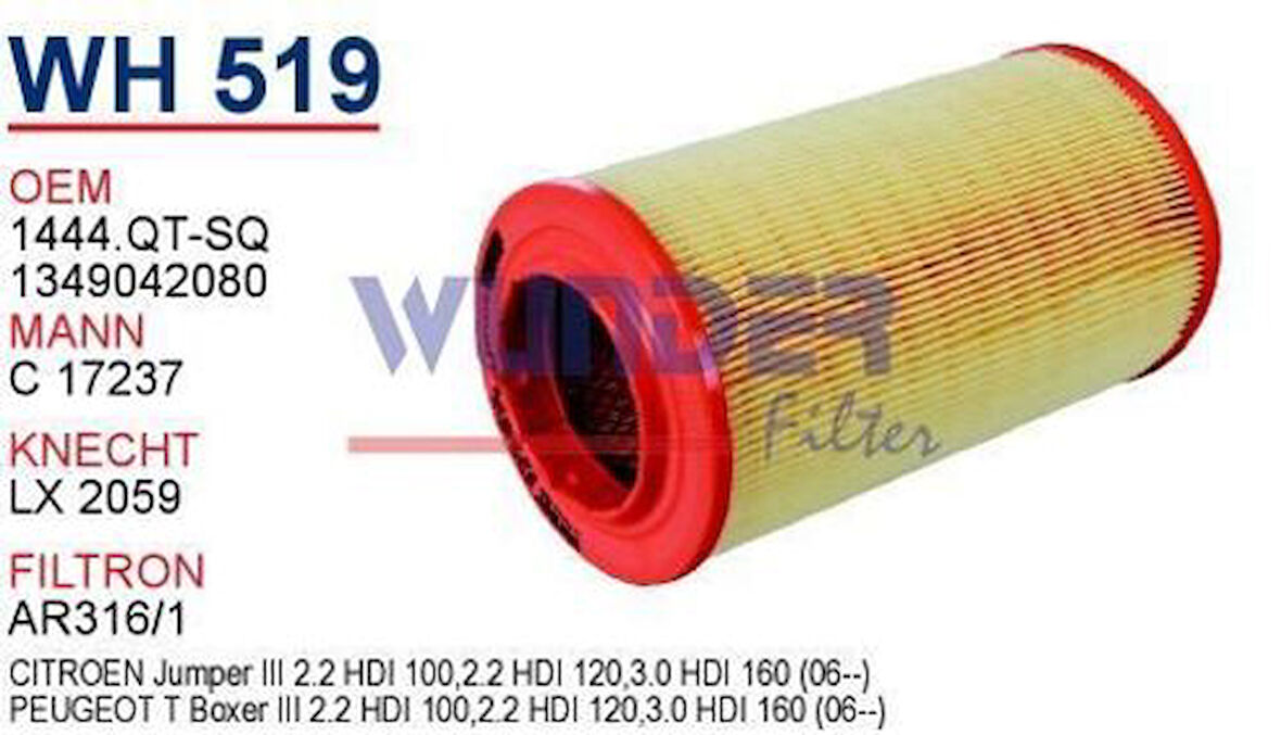 Wunder WH519 Hava Filtresi Ducato 06-Boxer 06-Jumper 06- MRMOEM-1083154
