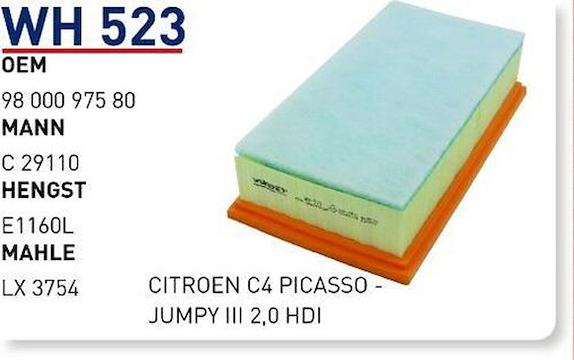 Wunder WH523 Hava Filtresi Toyota Proace II C29110 MRMOEM-1083170