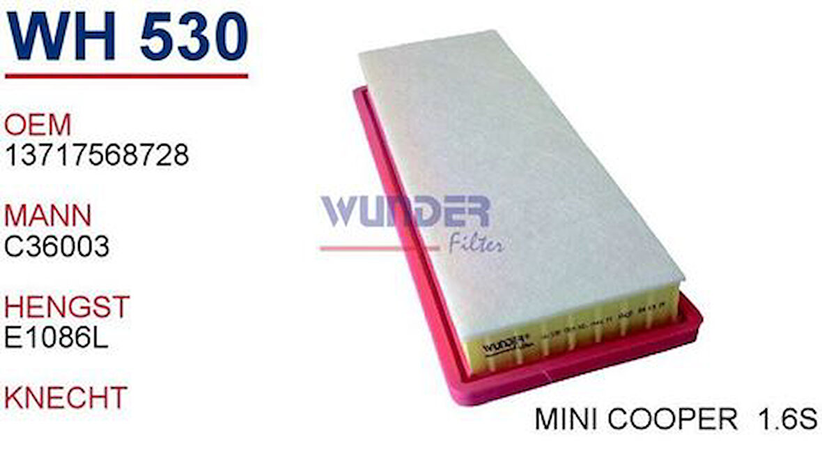 Wunder WH530 Hava Filtresi Mini Cooper II Cabrio.Coupé Club Country Paceman Roadster MRMOEM-1083234