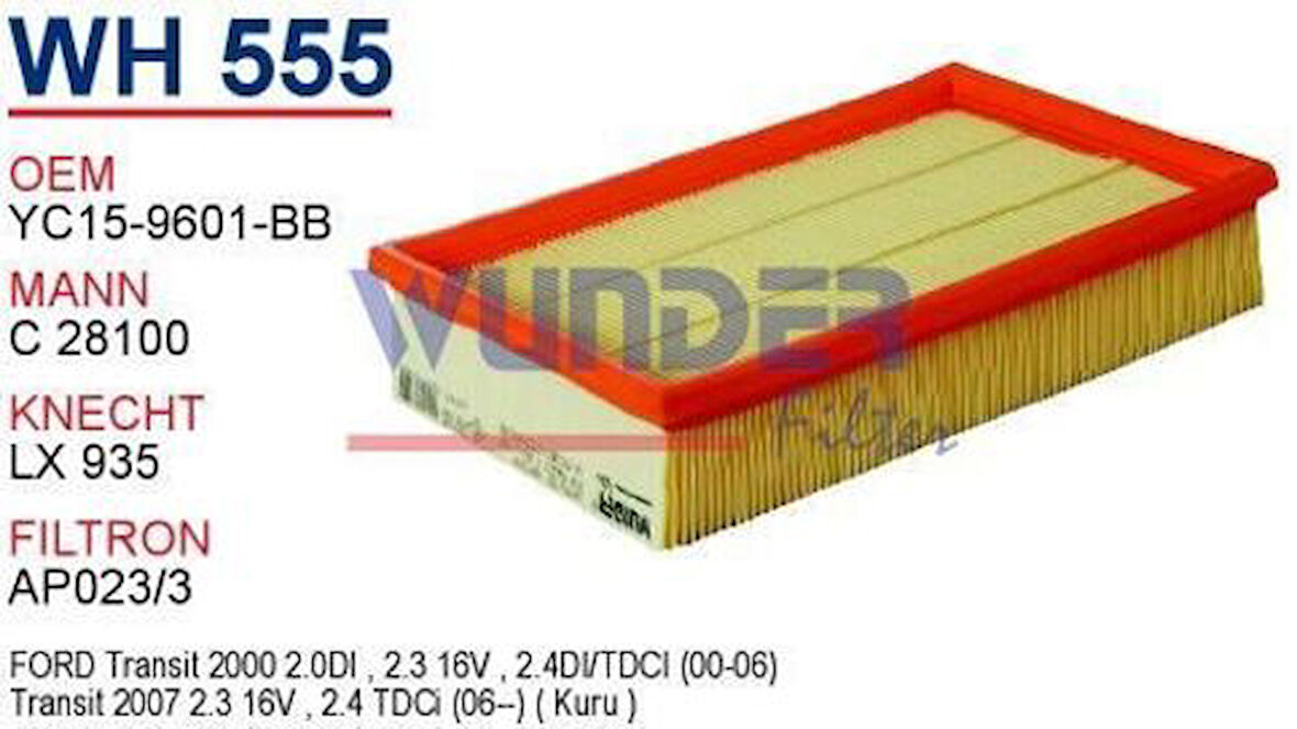 Wunder WH555 Hava Filtresi Transit V184 Transit V347 2.2 TDCI 2.4 TDCI 2.5 DCI C28100 MRMOEM-1083278
