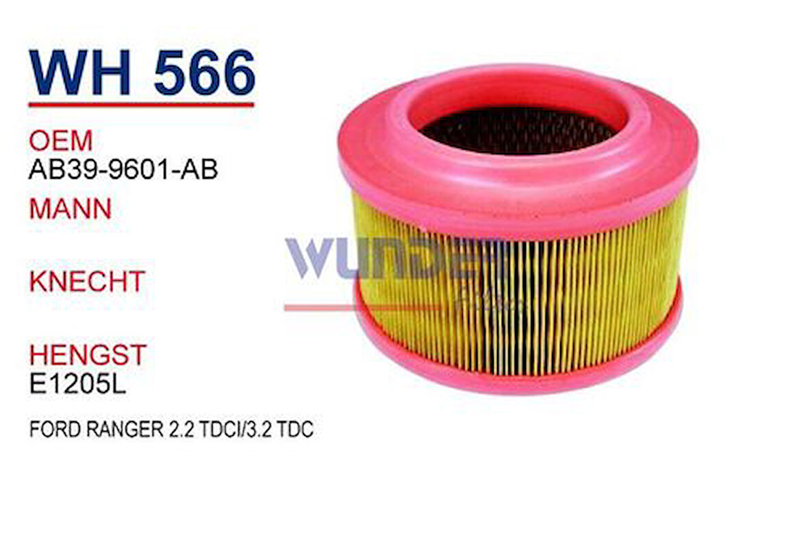 Wunder WH566 Hava Filtresi Ford Ranger 2.2 TDCI 3.2 Tdc C22024 MRMOEM-1083361