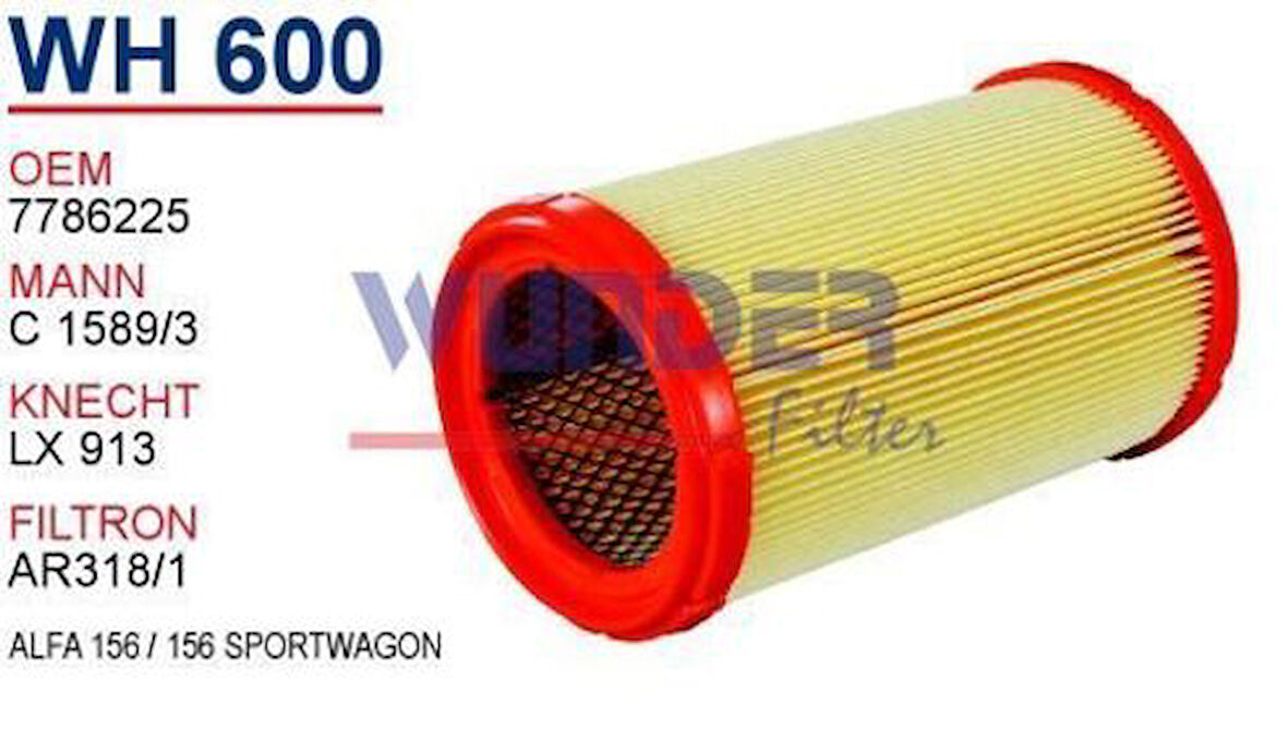 Wunder WH600 Hava Filtresi Alfa 156 156 Sportwagon MRMOEM-1083442