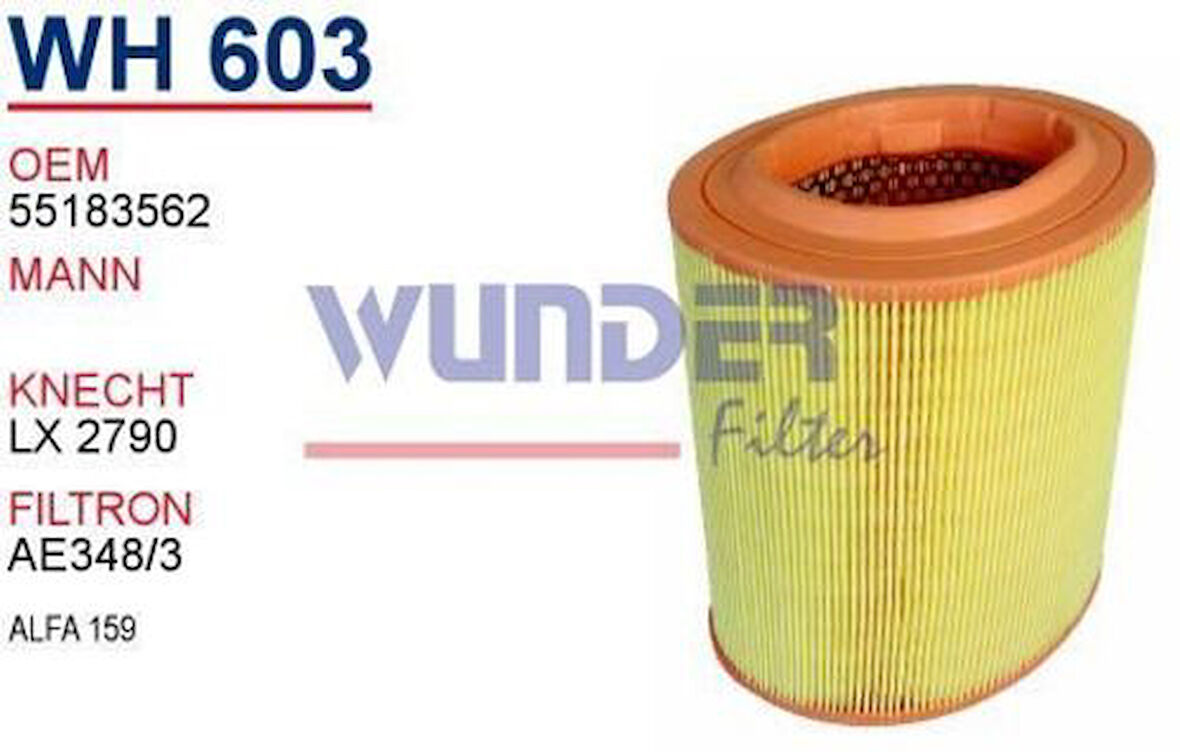 Wunder WH603 Hava Filtresi Alfa 159 Hava Filtresi MRMOEM-1083448
