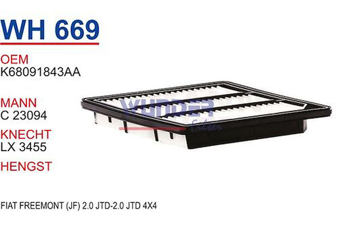 Wunder WH669 Hava Filtresi Fiat Freemont (Jf) 2.0 JTD-2.0 JTD 4x4 MRMOEM-1083561