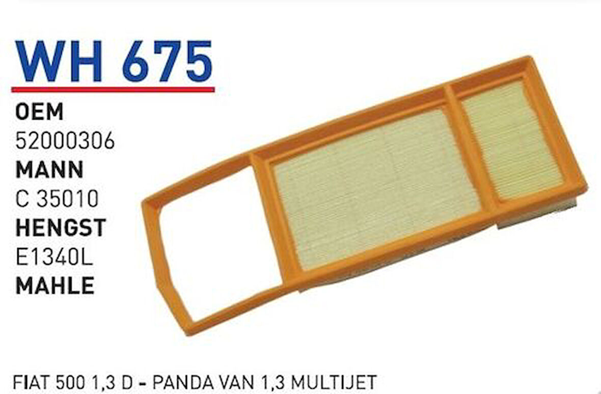 Wunder WH675 Hava Filtresi Fiat 500 1.3 D-Panda Van 1.3 Multijet MRMOEM-1083577