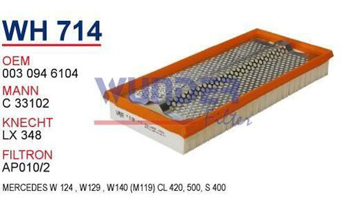 Wunder WH714 Hava Filtresi Mercedes 140 Kasa E-Serisi W124-W129 E500-S 500-Cl 420 MRMOEM-1083649