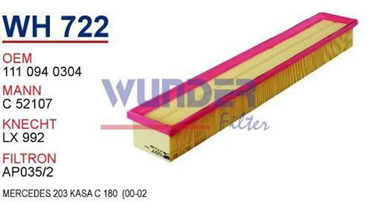 Wunder WH722 Hava Filtresi Mercedes 203 Kasa C 180 (00-02) MRMOEM-1083682