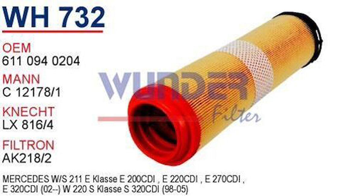 Wunder WH732 Hava Filtresi Mercedes 211 Kasa E200-E220-E270 CDI MRMOEM-1083729