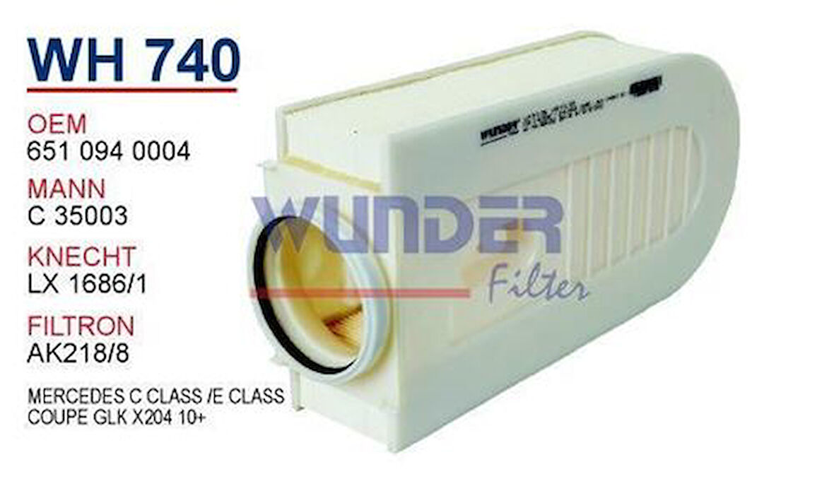 Wunder WH740 Hava Filtresi Mercedes C-Serisi E-Serisi coupe-GLK (X204) 10- MRMOEM-1083749