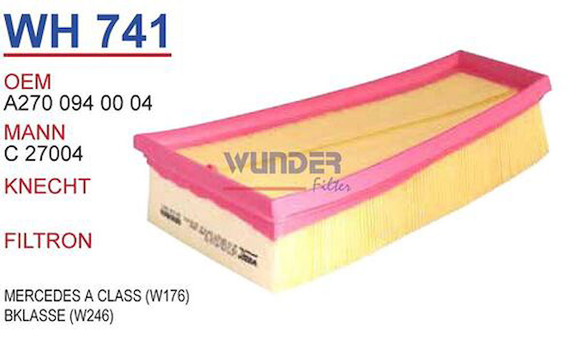 Wunder WH741 Hava Filtresi Mercedes A-Serisi (W176) B-Serisi (W246) MRMOEM-1083757