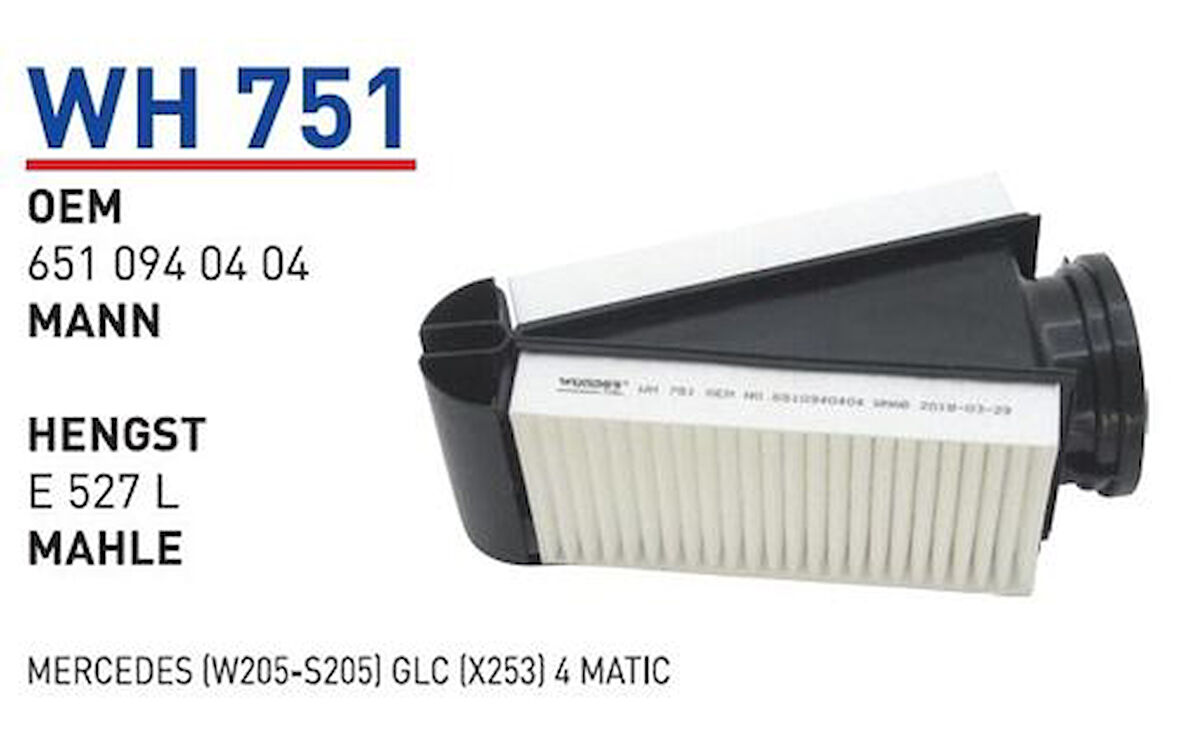 Wunder WH751 Hava Filtresi Mercedes (W205-S205) GLC (X253) 4MATIC MRMOEM-1083793