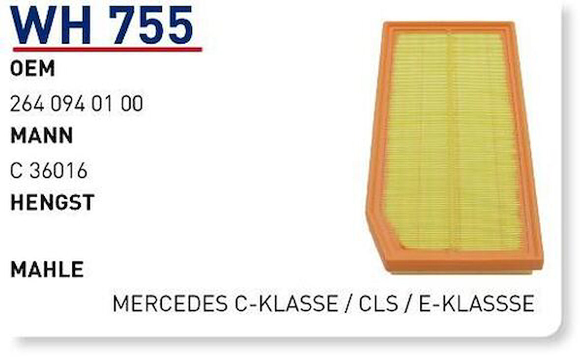 Wunder WH755 Hava Filtresi Mercedes C-Serisi CLS E-Serisi Fn4860 MRMOEM-1083804