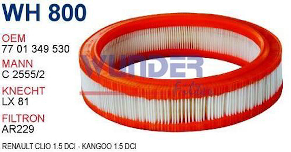 Wunder WH800 Hava Filtresi Renault 9 Renault 11 Renault 19 C25552 Fn0099 MRMOEM-1083813