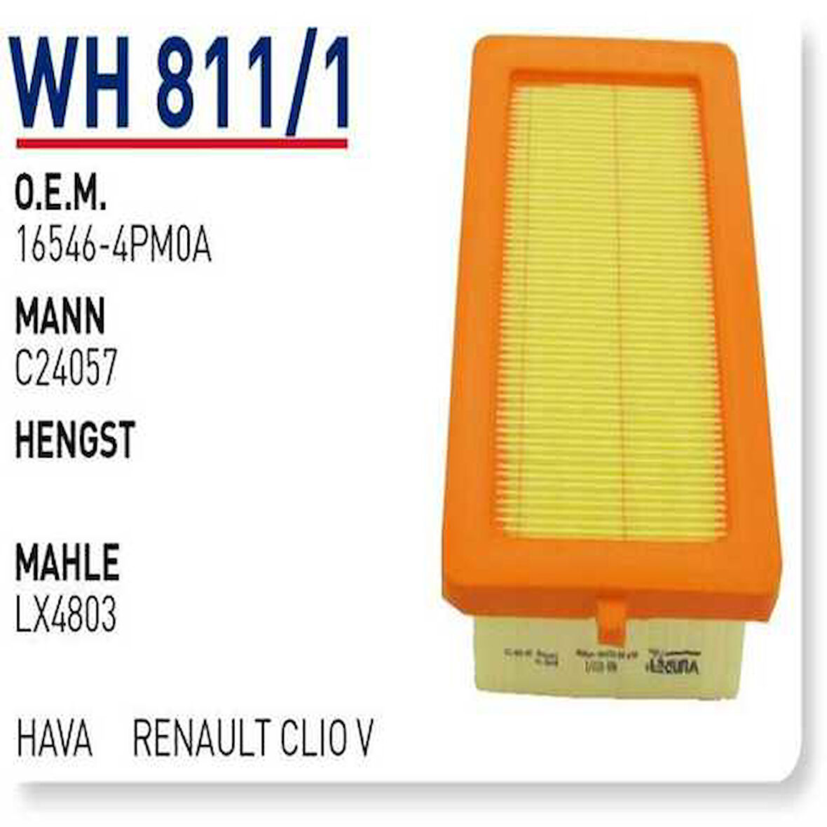 Wunder Wh811/1 Hava Filtresi Renault Clıo V Fn3030