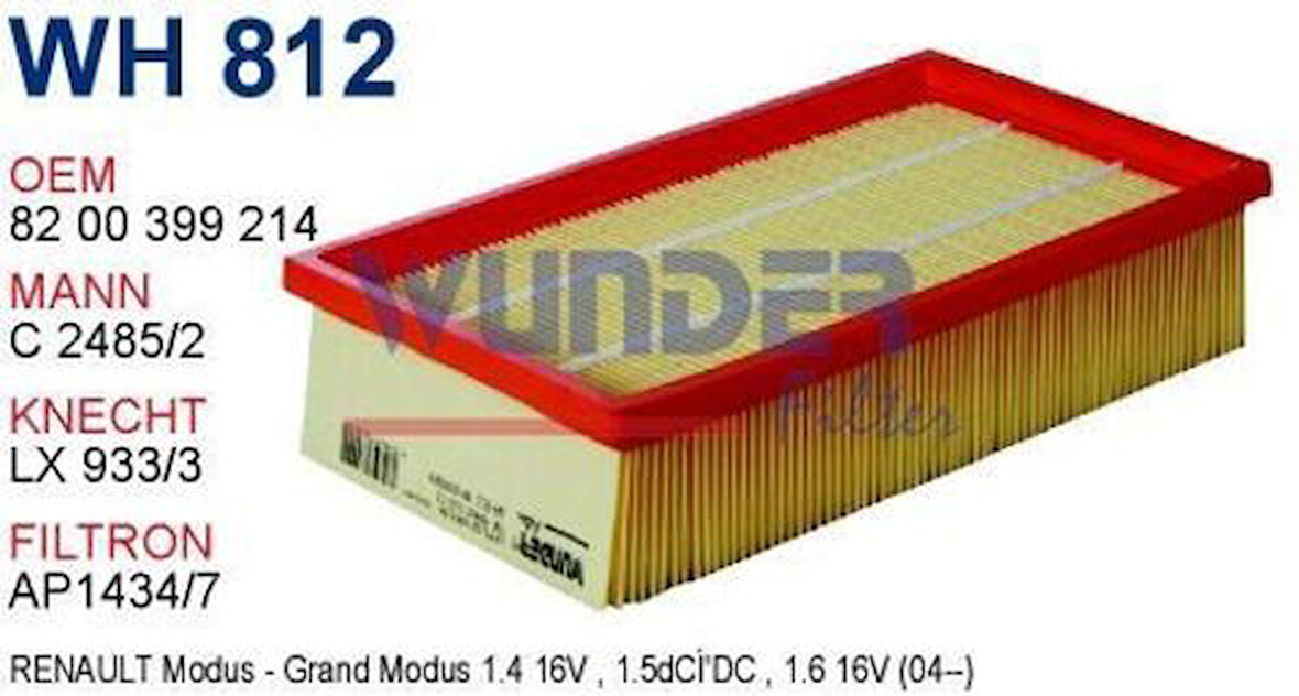 Wunder WH812 Hava Filtre Renault Clio III Y.M C2485 2 Fn0106 MRMOEM-1083859