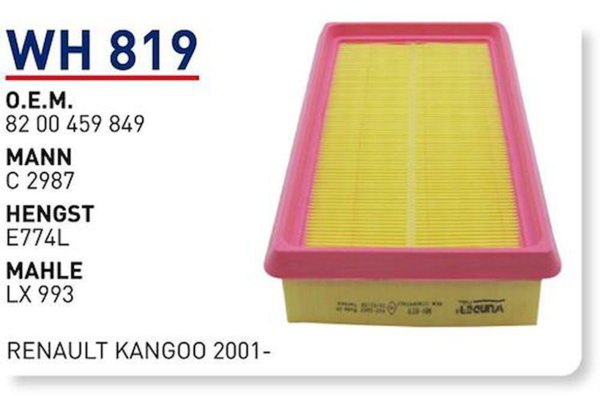 Wunder WH819 Hava Filtresi Renault Kangoo 2001-Fn3011 MRMOEM-1083905