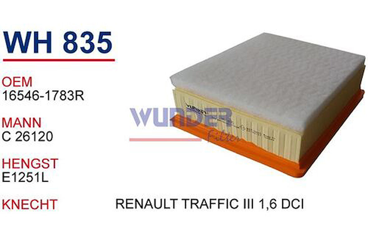 Wunder WH835 Hava Filtresi Trafic III 14-Vivaro B 14-1.6 MRMOEM-1083986