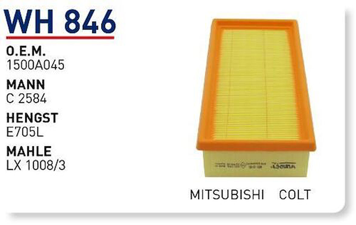 Wunder WH846 Hava Filtresi Mitsubishi Colt C2584 LX1008 3 Fn5204 MRMOEM-1084032