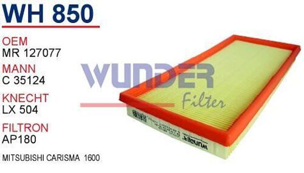 Wunder WH850 Hava Filtresi Volvo S40 I-V40 1.6-1.8-2.0 Fn6103 MRMOEM-1084039