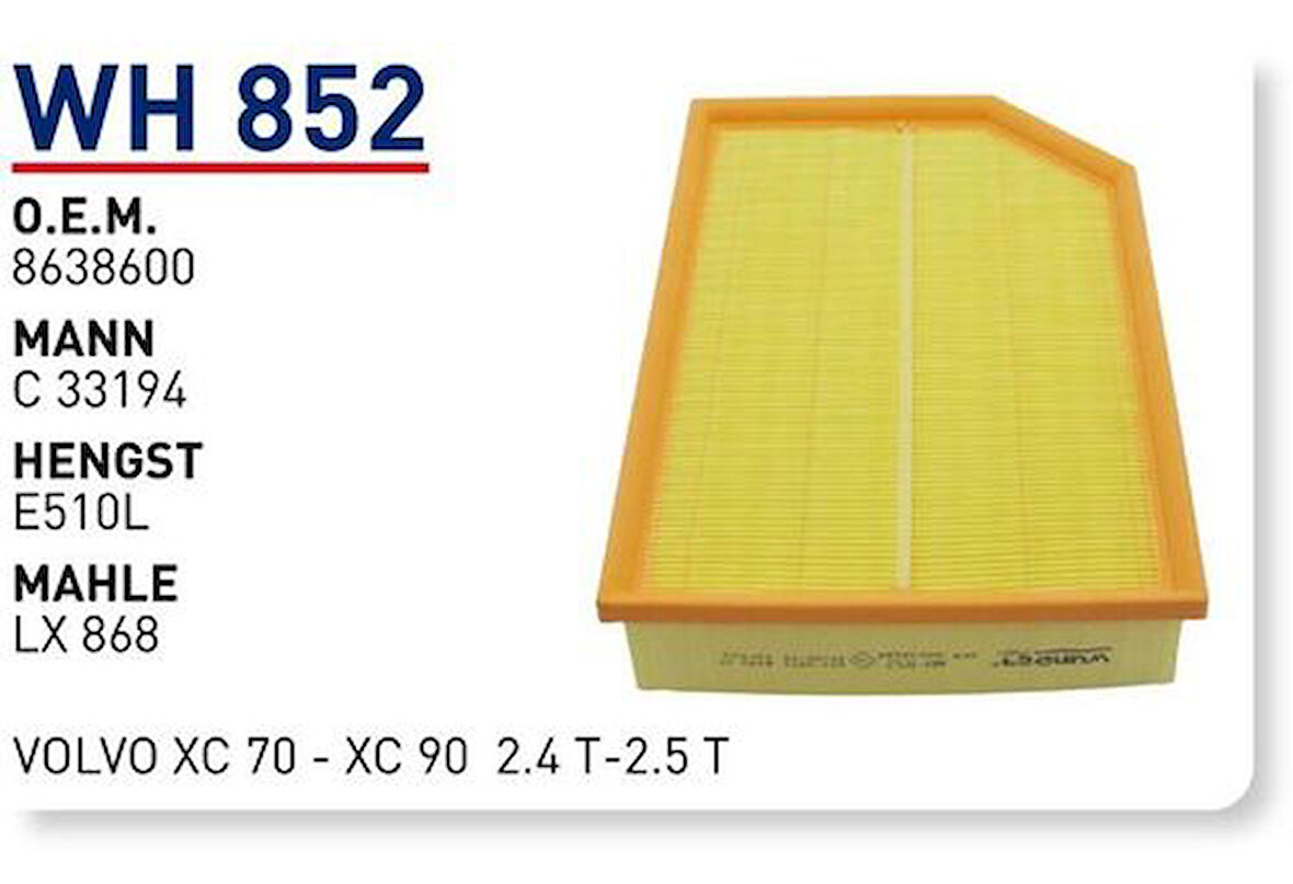 Wunder WH852 Hava Filtresi Volvo Xc 70-Xc 90 2.4 T-2.5 T Fn5906 MRMOEM-1084045