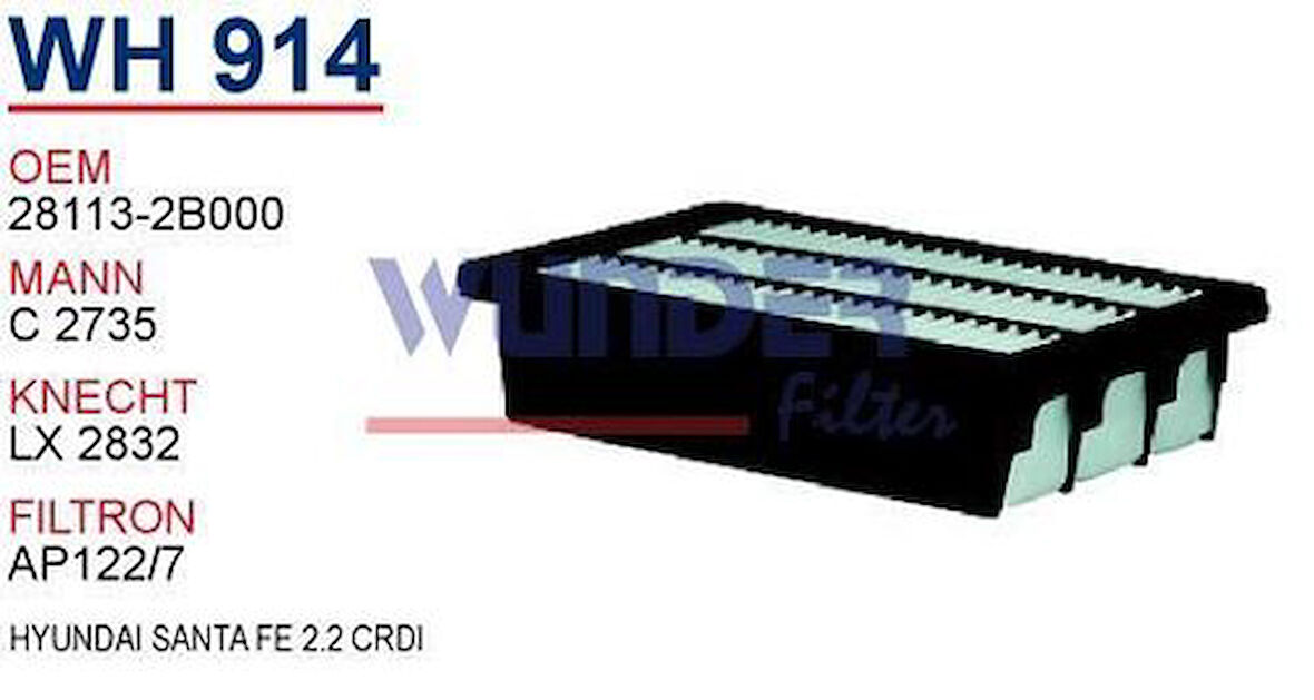 Wunder WH914 Hava Filtresi Santa Fe 06-28113-2B000 C2735 Fn3110 MRMOEM-1084135