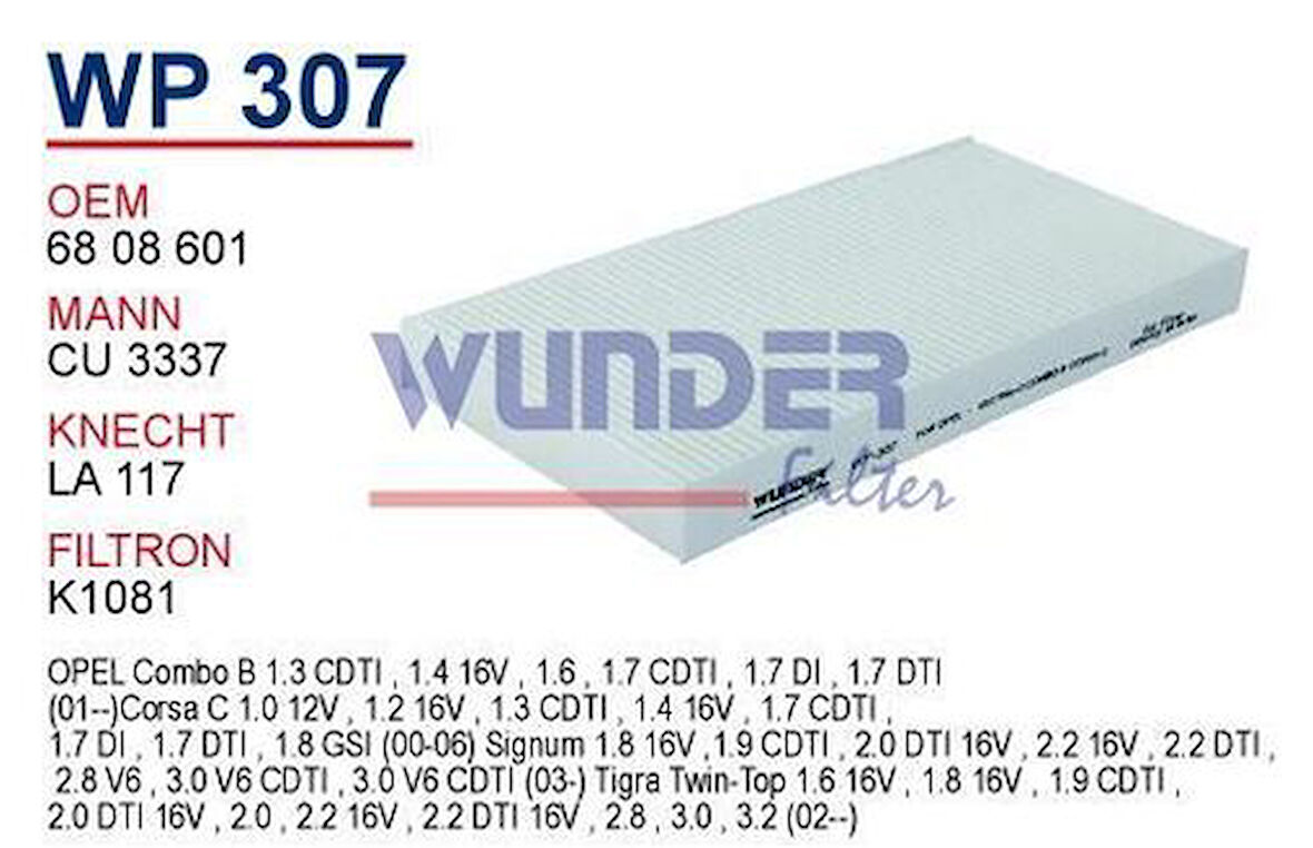 Wunder WP307 Polen Filtresi Opel Vectra C MRMOEM-1084461