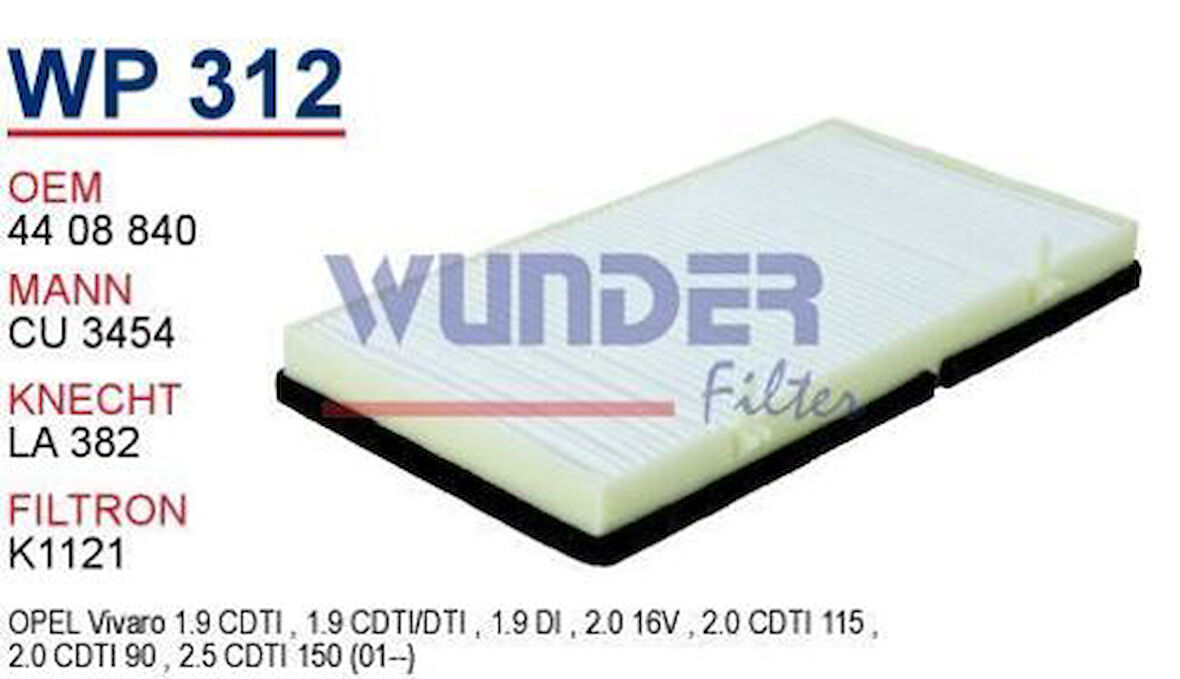 Wunder WP312 Polen Filtresi Trafic II 01-Vivaro 01-Prımaster MRMOEM-1084465