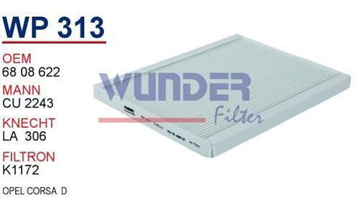 Wunder WP313 Polen Filtresi Alfa Mito 1.3-1.6 JTDM-1.4-Cu2443 MRMOEM-1084466