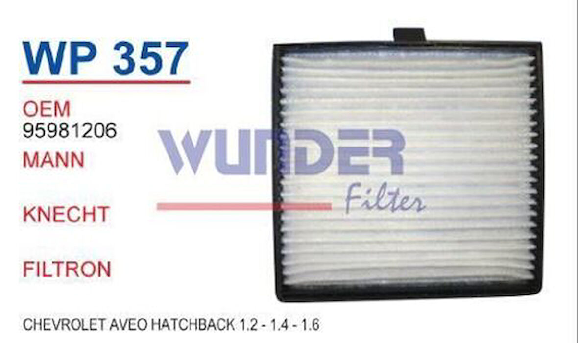 Wunder WP357 Polen Filtresi Chevrolet Aveo Hatchback 1.2-1.4-1.6 Fn9109 MRMOEM-1084497