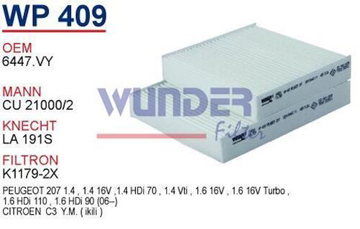 Wunder WP409 Polen Filtresi Citroen C3 Y.M Cu21000-2 MRMOEM-1084523