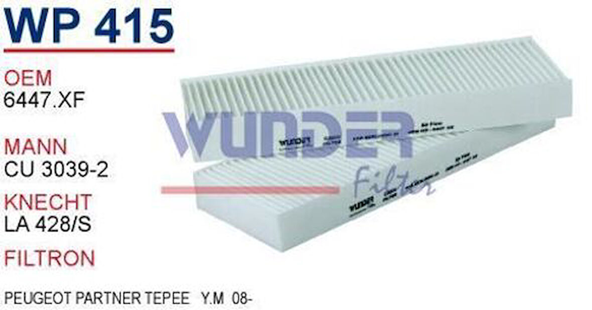Wunder WP415 Polen Filtresi Peugeot Partner Tepee Y.M 08-Cu29003 MRMOEM-1084531