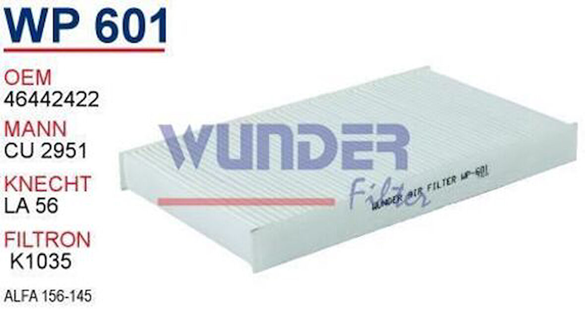 Wunder WP601 Polen Filtresi Alfa 156-145 Cu2951 MRMOEM-1084587