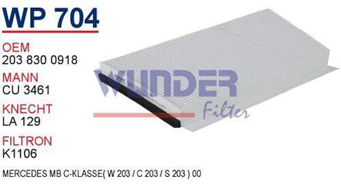 Wunder WP704 Polen Filtresi Mercedes 203 Kasa C-CLK Klass MRMOEM-1084638