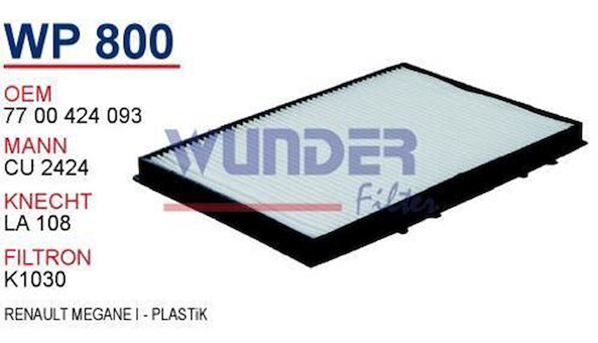 Wunder WP800 Polen Filtresi Renault Megane I-Plastik Cu2424 MRMOEM-1084658