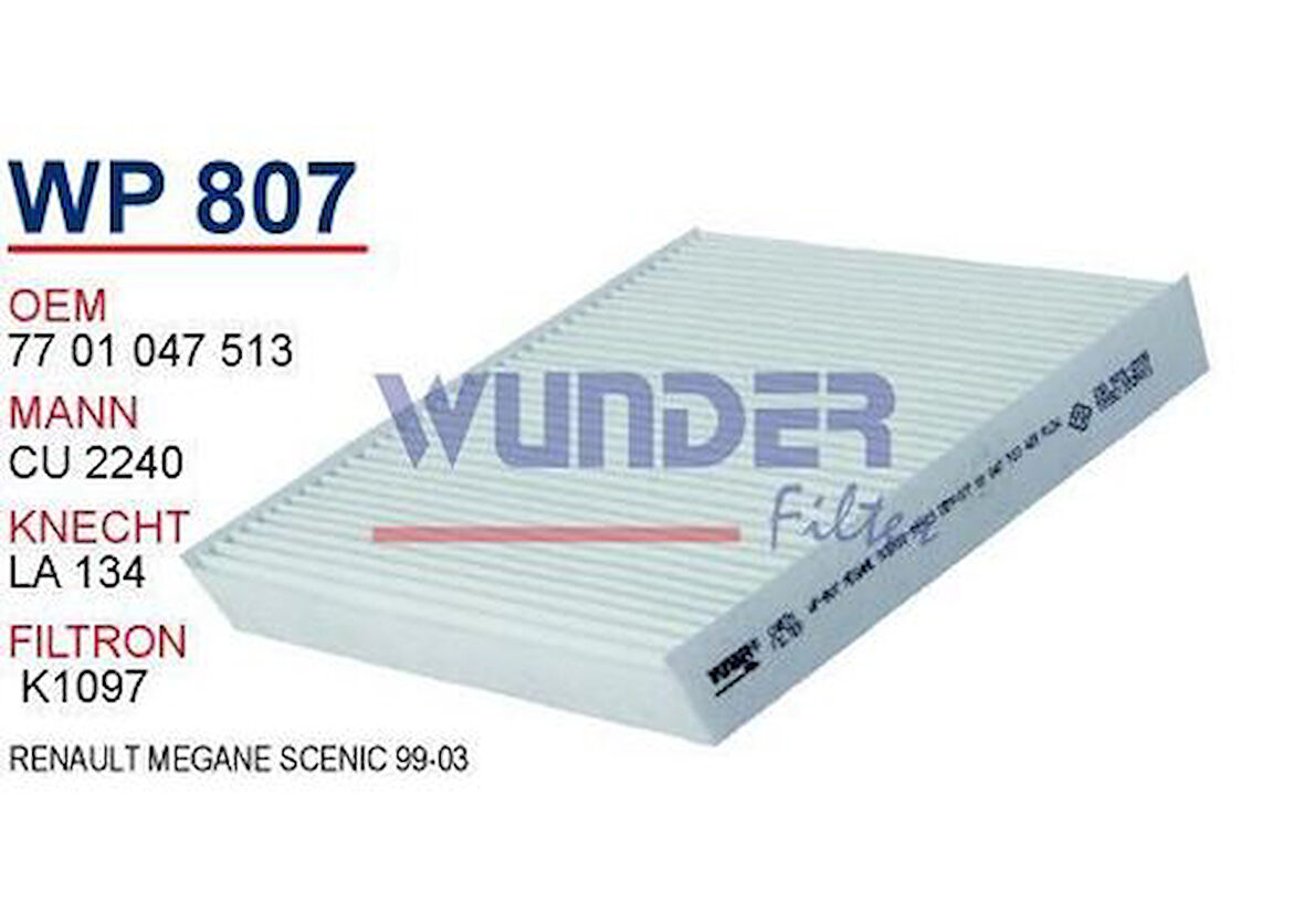 Wunder WP807 Polen Filtresi Renault Megane Scenic 99-03 Cu2240 MRMOEM-1084684