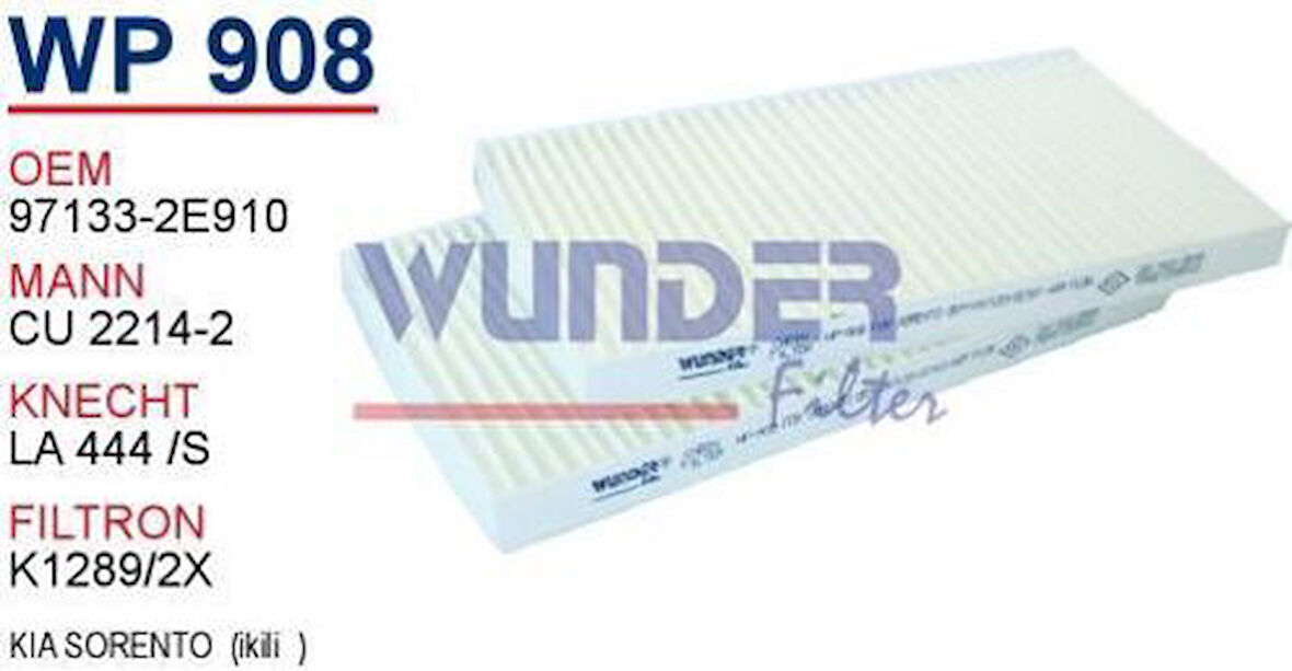 Wunder WP908 Polen Filtresi Çiftli Sorento 06-Cu2214-2 Fn7402 MRMOEM-1084754