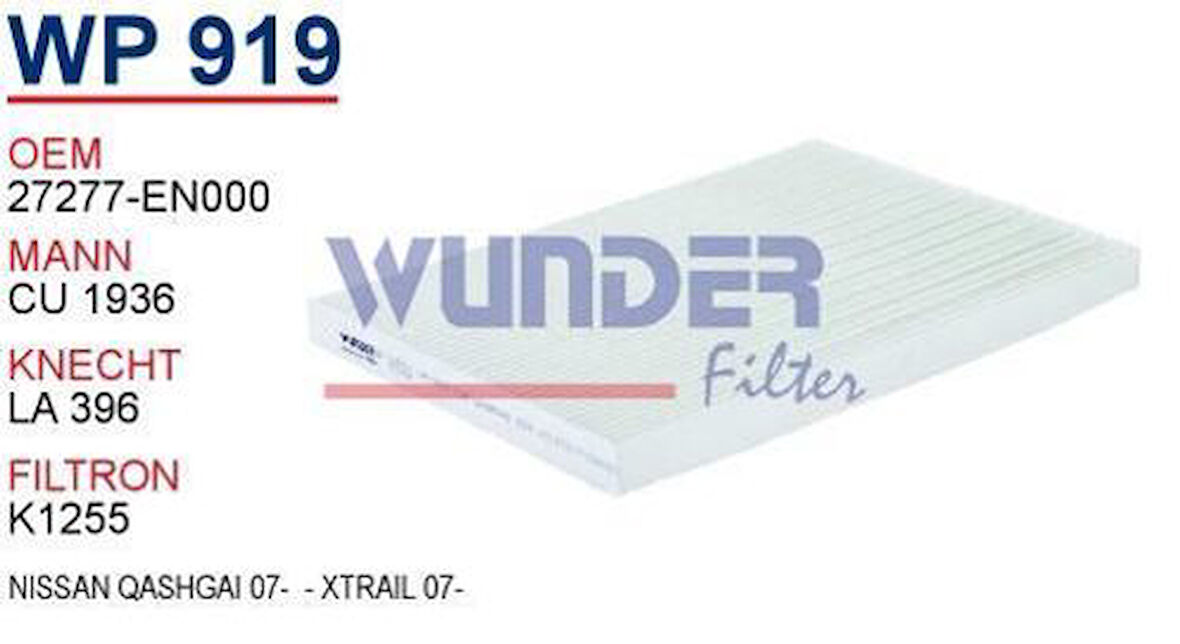 Wunder WP919 Polen Filtresi Nissan Qashaı 07-Xtrail 07-Cu1936 MRMOEM-1084785