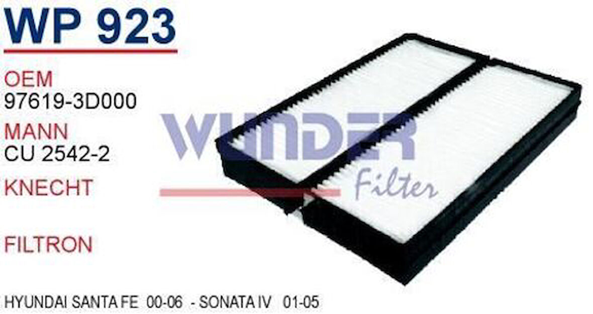 Wunder WP923 Polen Filtresi Hyundai Santa Fe 00-06-Sonata IV 01-05 Cu2542 MRMOEM-1084799