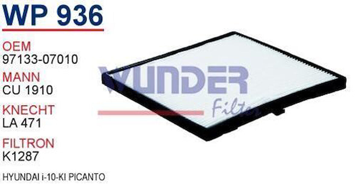 Wunder WP936 Polen Filtresi Hyundai I-10-Kia Picanto Cu1910 MRMOEM-1084832