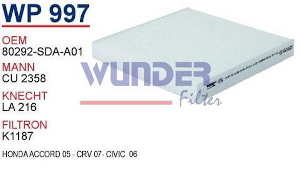Wunder WP997 Polen Filtresi Honda Accord 05-CRV 07-Civic 06 FN7803
